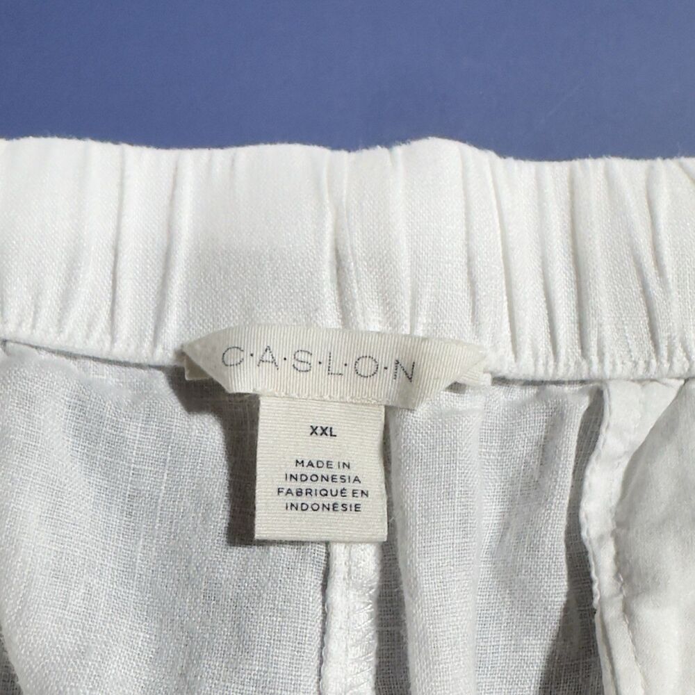 Caslon Women’s White Linen Wide Leg Pants Size XXL Pull On Elastic Waist - Picture 3 of 8